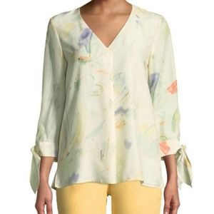 LAFAYETTE 148 New York Blair Modern Muse On Silk Blouse Size P